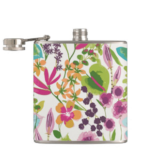 Stylish Colourful Summer Tropical Floral Pattern Hip Flask