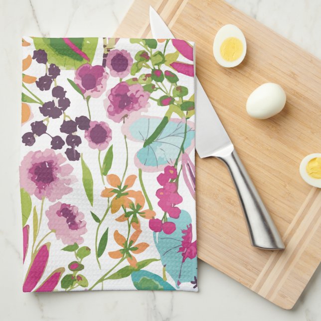 Stylish Colourful Summer Tropical Floral Pattern Kitchen Towel (Quarter Fold)