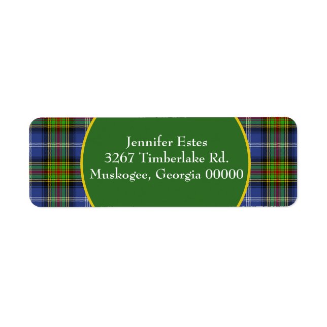 Stylish Colourful Tartan Plaid Return Address Labe (Front)