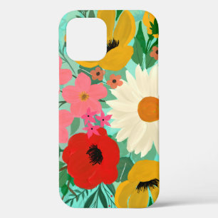 Stylish Colourful Watercolor Floral Mint Design iPhone 12 Case