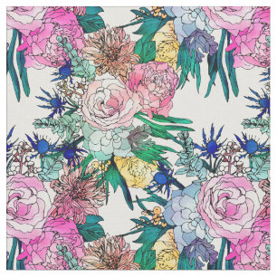 Stylish Colourful Watercolor Floral Pattern Fabric