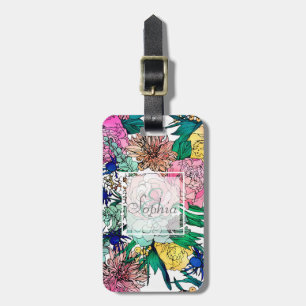 Stylish Colourful Watercolor Floral Pattern Luggage Tag