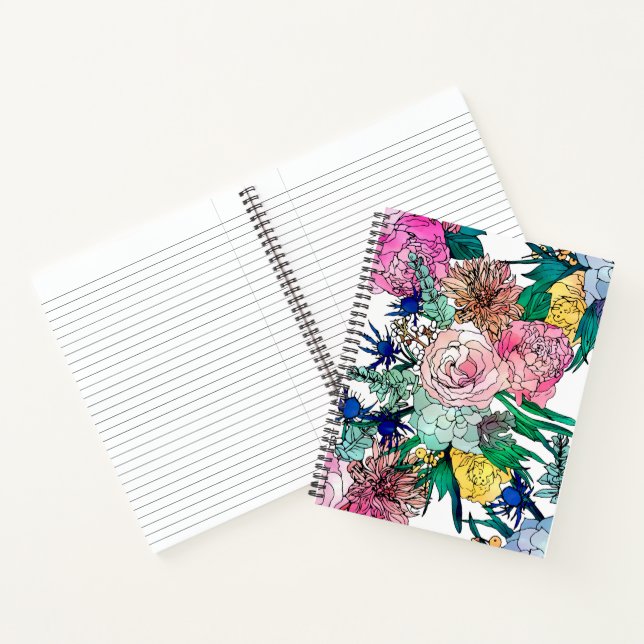 Stylish Colourful Watercolor Floral Pattern Notebook (Inside)