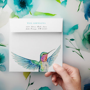 Stylish Colourful Watercolor Hummingbird  Envelope