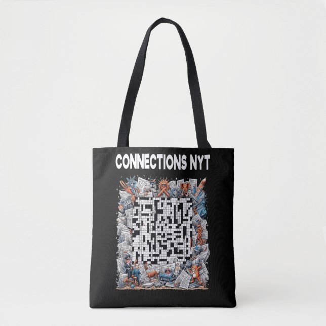 Stylish Connections NYT Design Black Tote Bag (Front)
