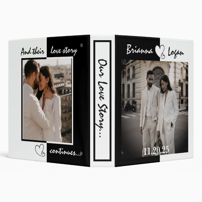 Stylish Contemporary Black & White Wedding Binder (Background)