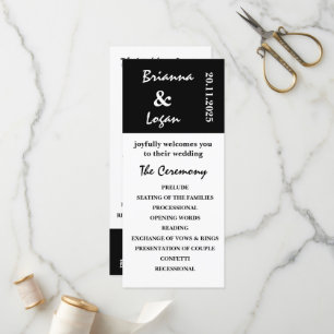 Stylish Contemporary Black & White Wedding Program