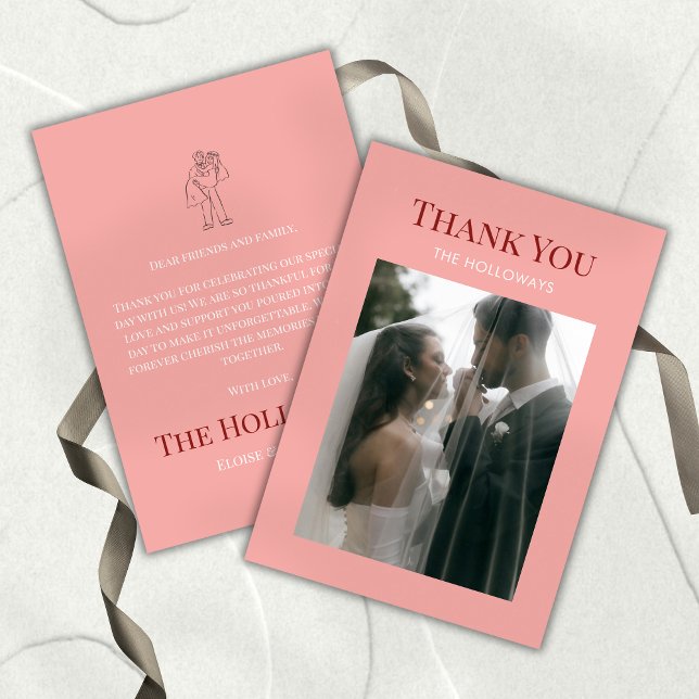 Stylish Contemporary Pink Flat Thank You Card (Stylish Contemporary Pink Flat Thank You Card)