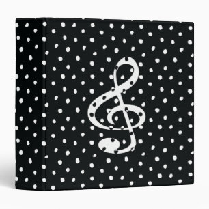Stylish contemporary treble clef polka dots binder