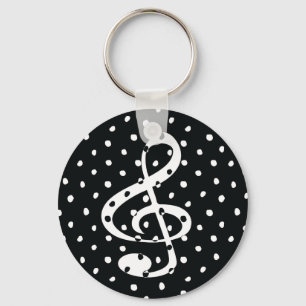 Stylish contemporary treble clef polka dots keychain