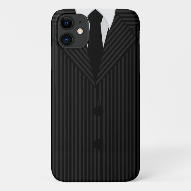 Stylish Cool Black Pinstripe Suit and Tie Case-Mate iPhone Case (Back)