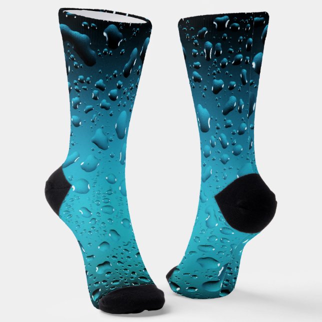 Stylish Cool Blue water drops Socks (Angled)