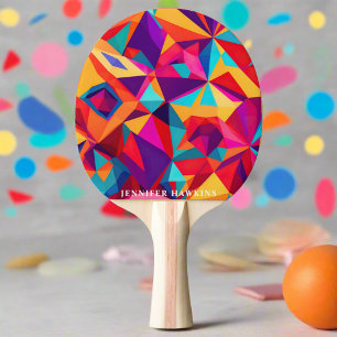 Stylish Cool Colourful Geometric Abstract Pattern Ping Pong Paddle