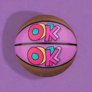 Stylish Cool Colourful  "OK" Bold Purple Sport  Mini Basketball