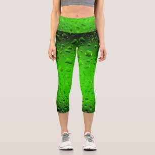 Stylish Cool Green water drops Capri Leggings