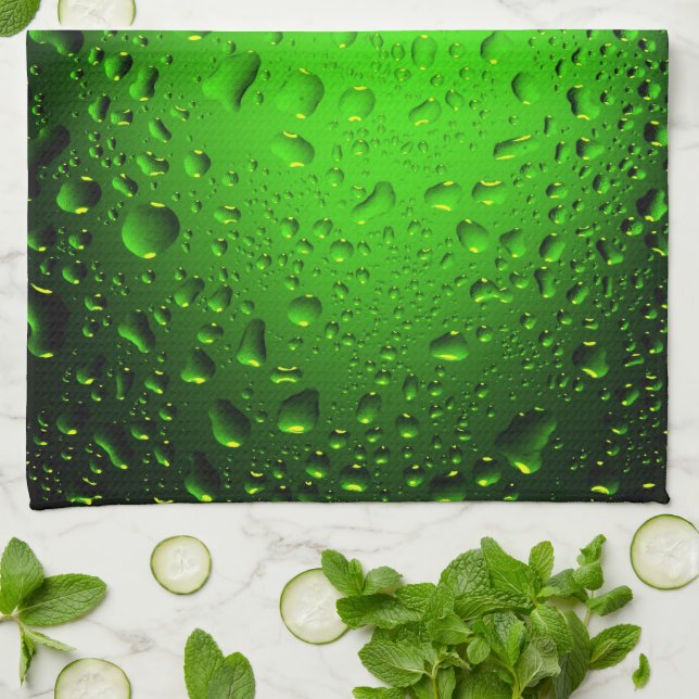 Stylish Cool green water drops Kitchen Towel (Folded)