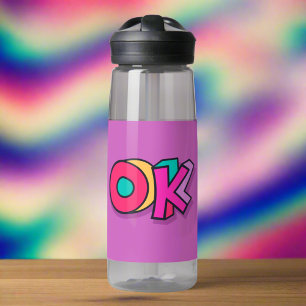 Stylish Cool "OK" Rainbow Colours Purple Sports Water Bottle