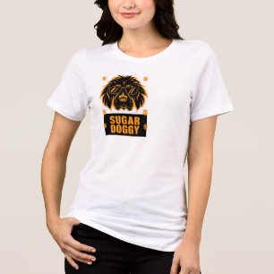 Stylish Cool Sugar Doggy Graphic with Sunglasses Tri-Blend Shirt