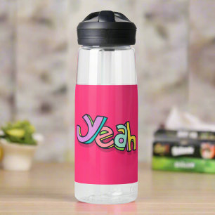 Stylish Cool "Yeah" Rainbow Colours Pink Sports Water Bottle