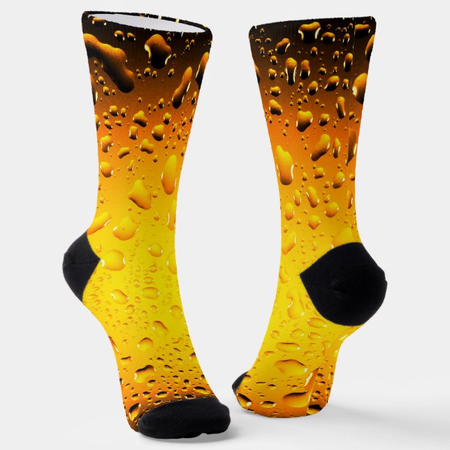Stylish Cool Yellow water drops beer Socks (Angled)