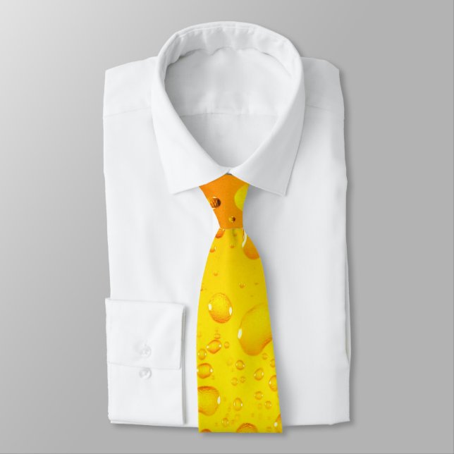 Stylish Cool Yellow water drops beer Tie (Tied)