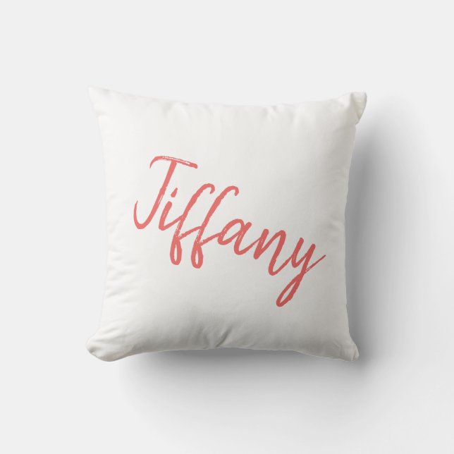 Stylish Coral and White Throw Pillow (Front)