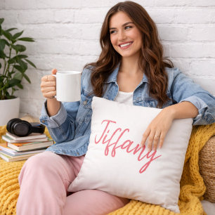 Stylish Coral and White Throw Pillow
