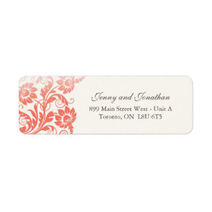 Stylish Coral Floral RSVP Address Labels