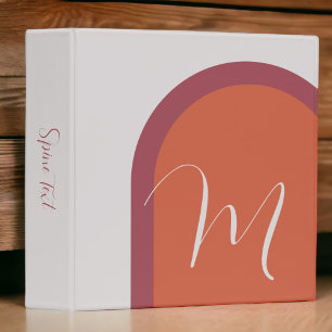Stylish Coral Magenta Pink Script Monogram Binder