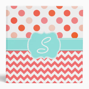 Stylish Coral Patterns & Monogram Binder