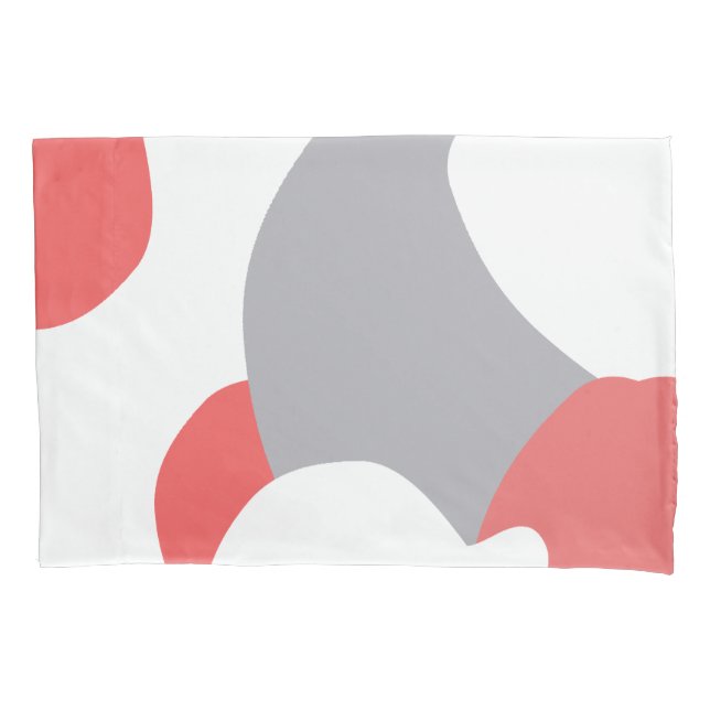 Stylish Coral Pink Grey Abstract Art Pillowcase (Front)