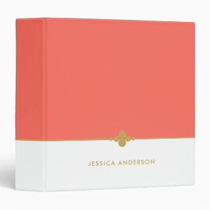 Stylish Coral White Gold Name Binder