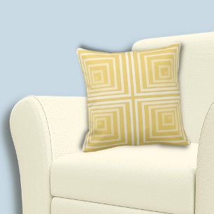 Stylish Cornered Yellow Regular Square Pattern Throw Pillow