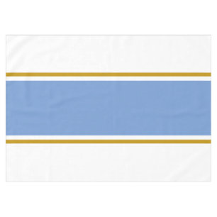 Stylish Cornflower Blue Racing Stripes On White Tablecloth