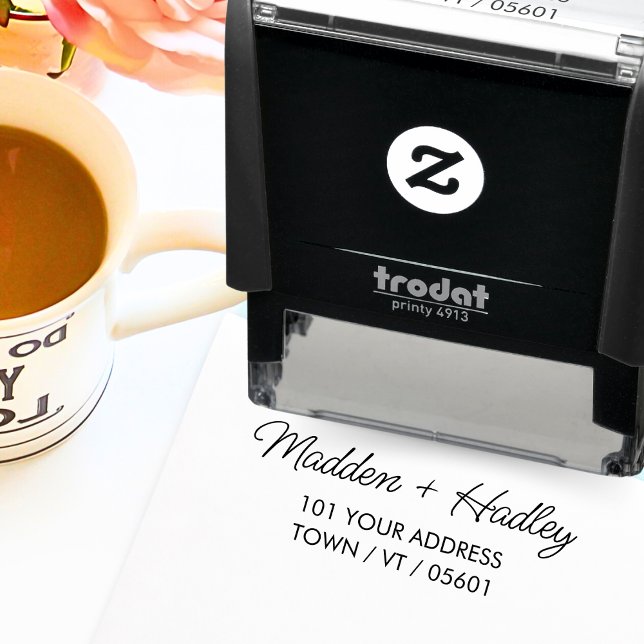 Stylish Couple Script Calligraphy Wedding Address Self-inking Stamp (Creator Uploaded)