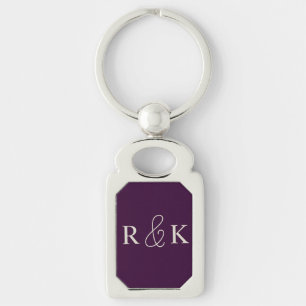 Stylish couples initials monogrammed  keychain