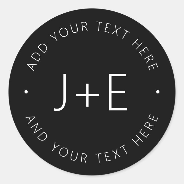 Stylish Couples Monogram Editable Text Classic Round Sticker (Front)