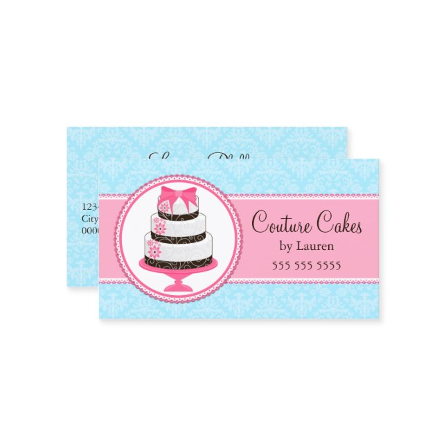 Stylish Couture Cake Bakery Business Card (Front/Back In Situ)