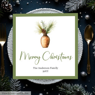 Stylish Cozy Bohemian Botanical Christmas Bouquet  Napkin