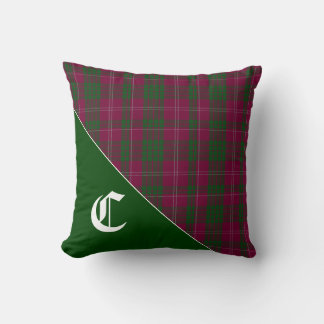 Stylish Crawford Clan Tartan Plaid Monogram Throw Pillow