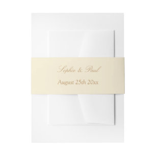 Stylish Cream Beige Wedding Invitation Belly Band