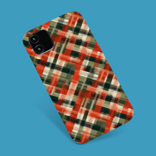 Stylish Cream Green Red Plaid Phone Case