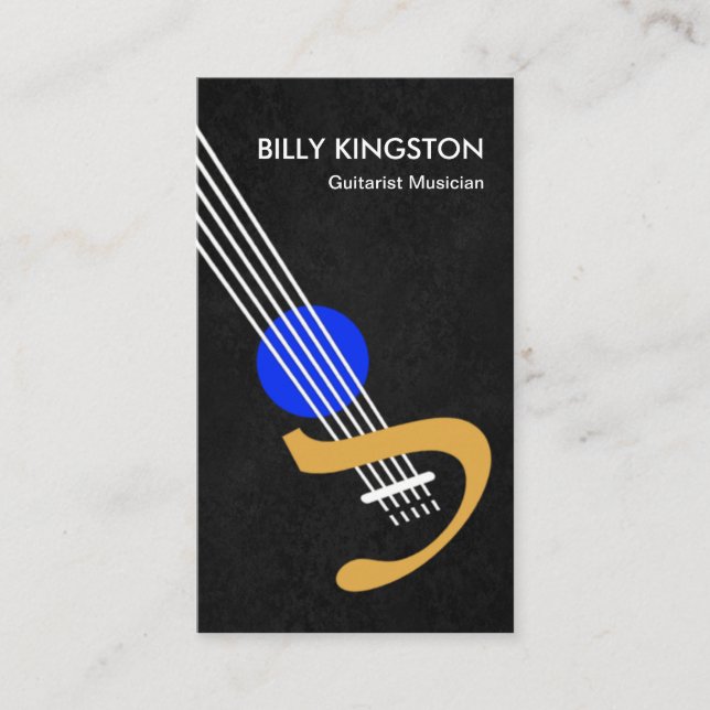 Stylish Creative Guitar Grey Grunge Guitarist Business Card (Front)