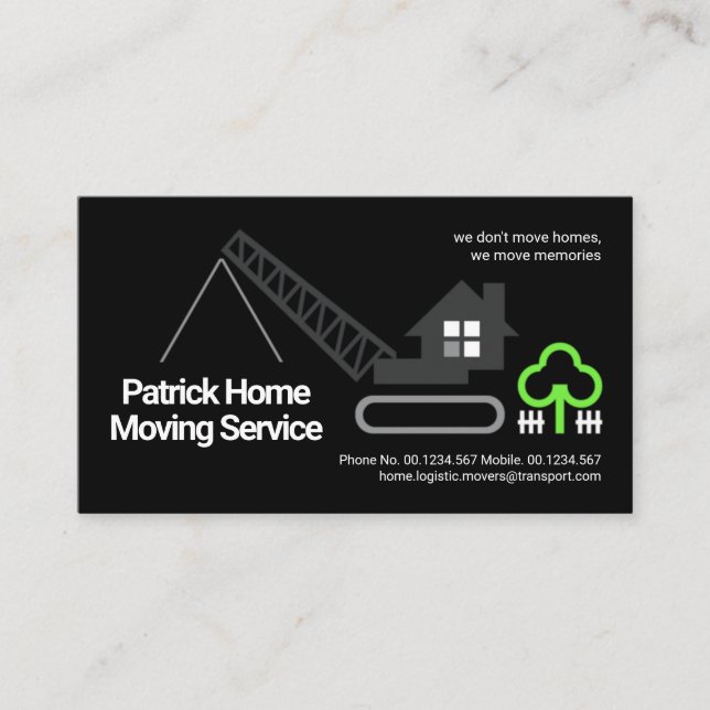 Stylish Creative Home Moving Crane Business Card (Front)