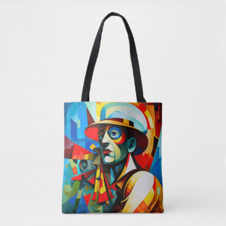 Stylish "Cubism Man" Women's T-Shirt Tote Bag