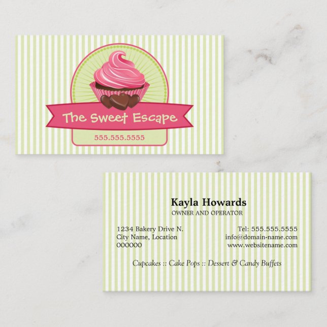 Stylish Cupcake Desserts Business Card (Front/Back)