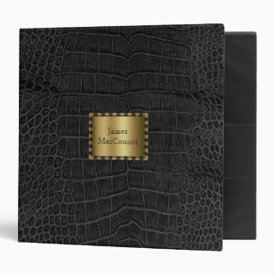 Stylish Custom Black Faux Alligator Binder