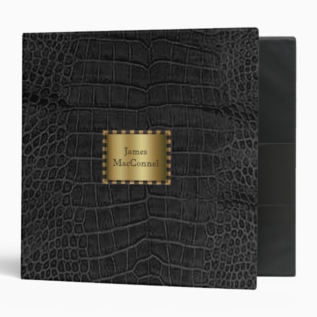 Stylish Custom Black Faux Alligator Binder (Front/Inside)