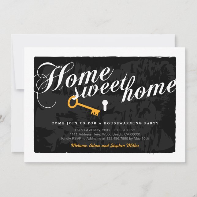 Stylish Custom Black White Housewarming Invitation (Front)