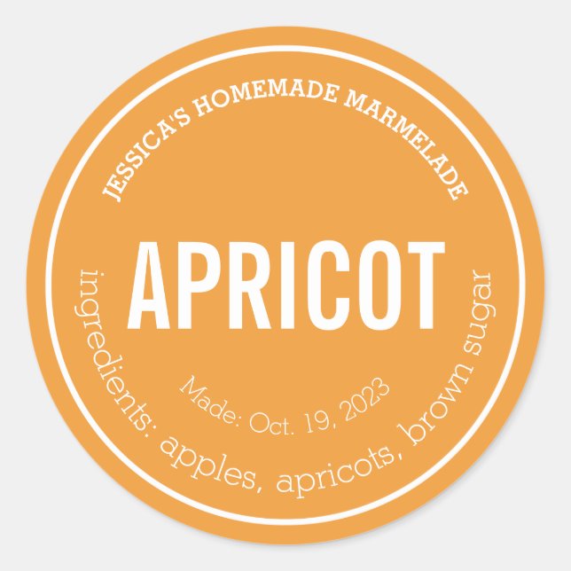 Stylish Custom Colour Homemade Jam Circle Label (Front)